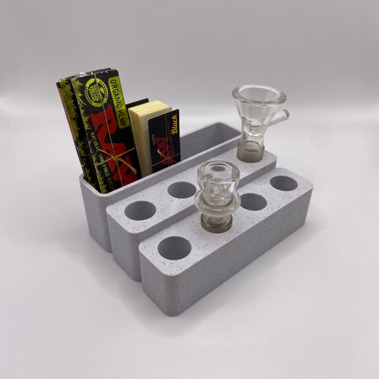 14mm Male Glass Caddy w/ 8 Spaces and Storage