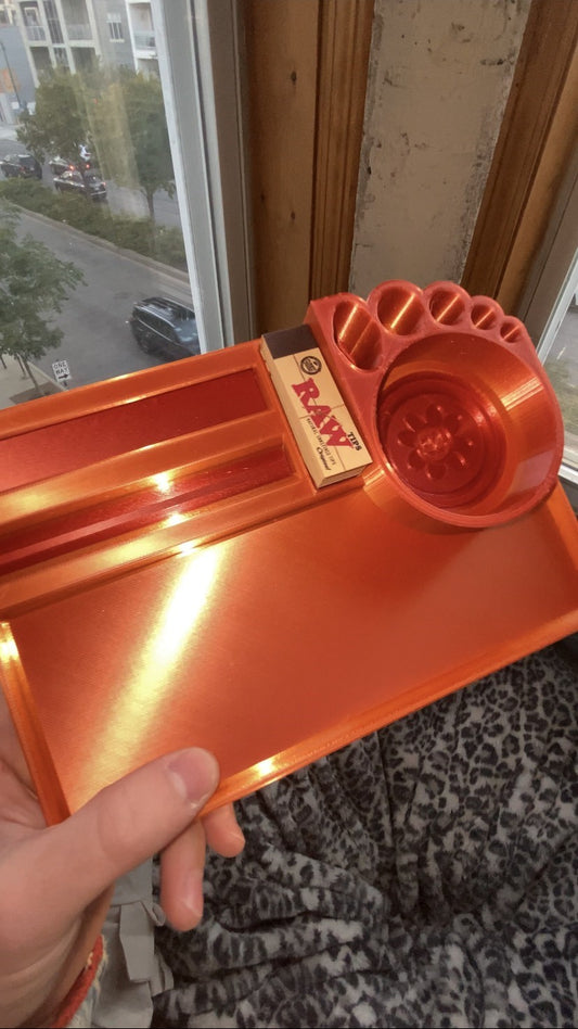 King Size Rolling Tray w/ Built-in Paper Dispenser