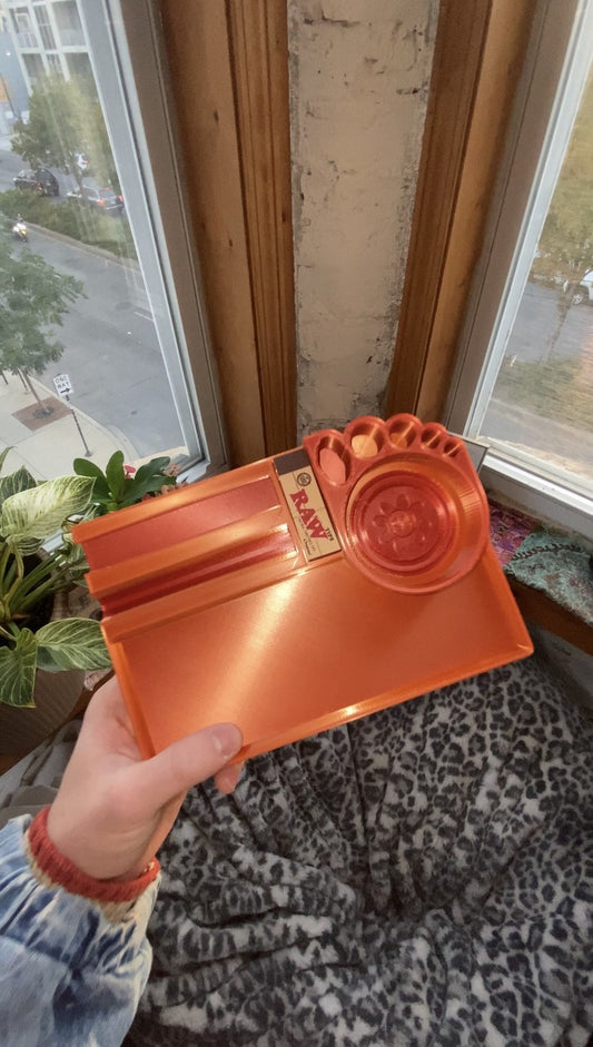 King Size Rolling Tray w/ Built-in Paper Dispenser