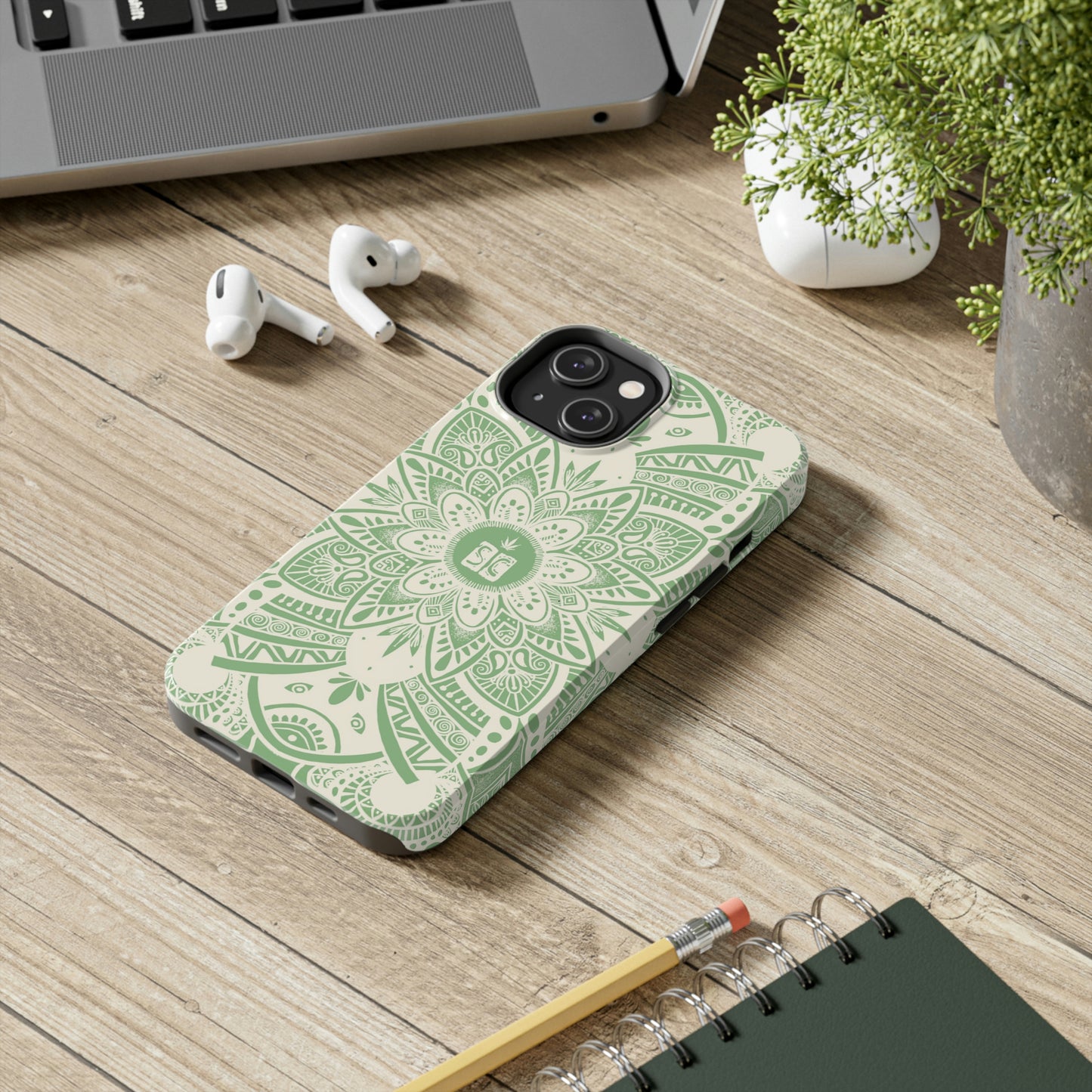 Shmackedala Phone Case - Sage Green & White